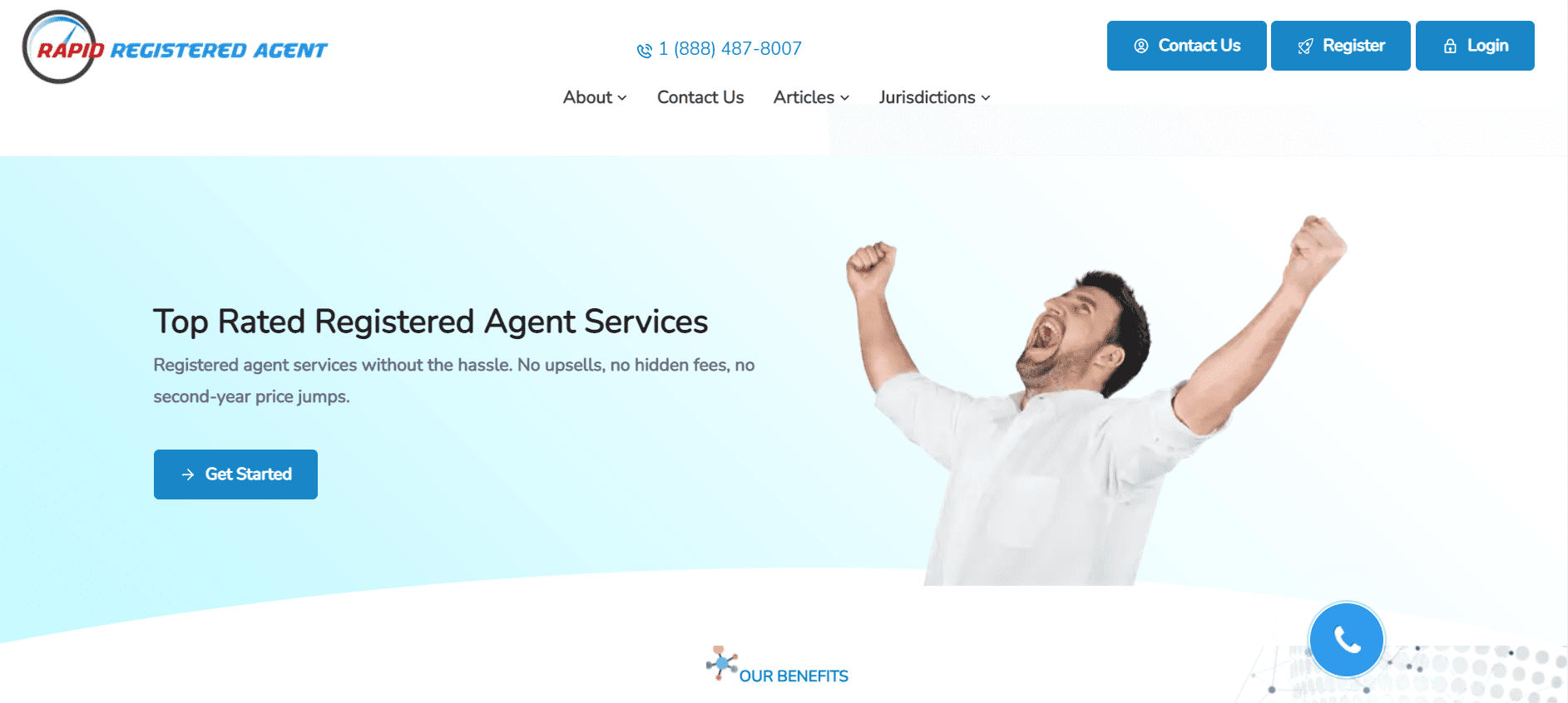 Rapid Registered Agent landing page