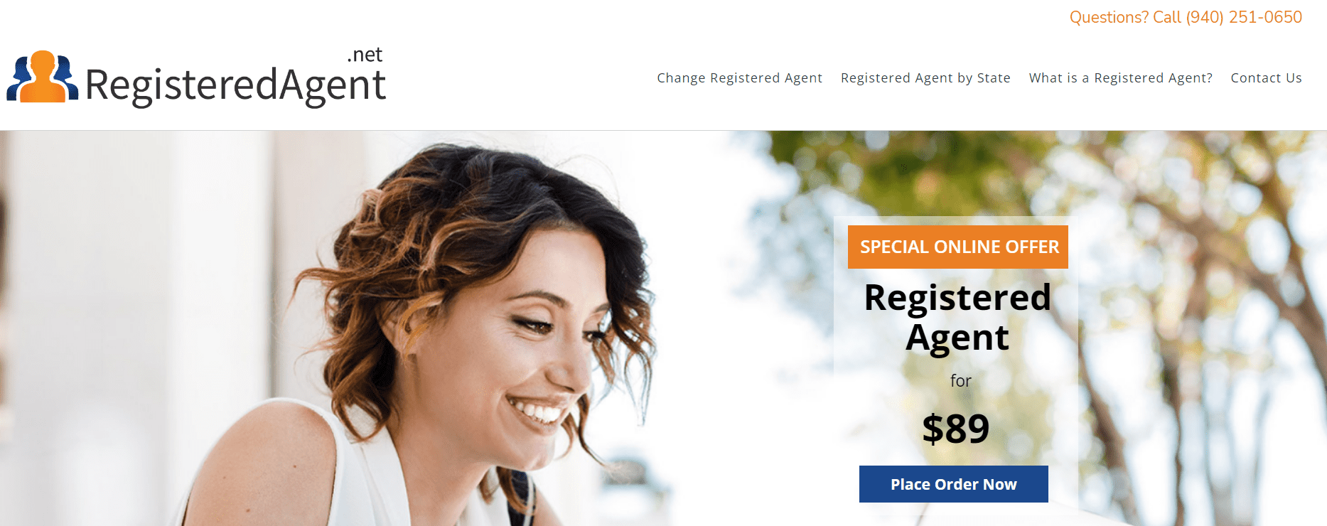 Registered Agent Net landing page.