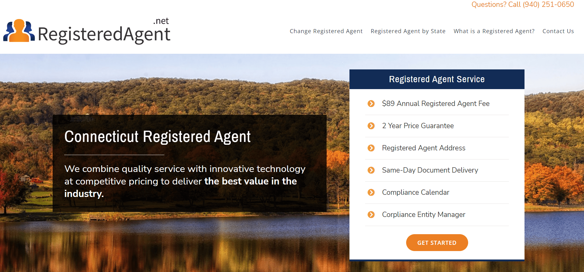 Registered Agent Net landing page.