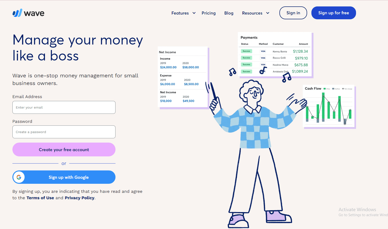 wave accounting landing page