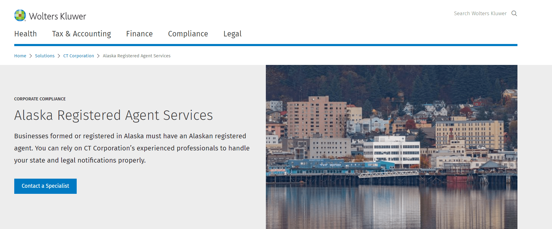 Wolters Kluwer landing page.