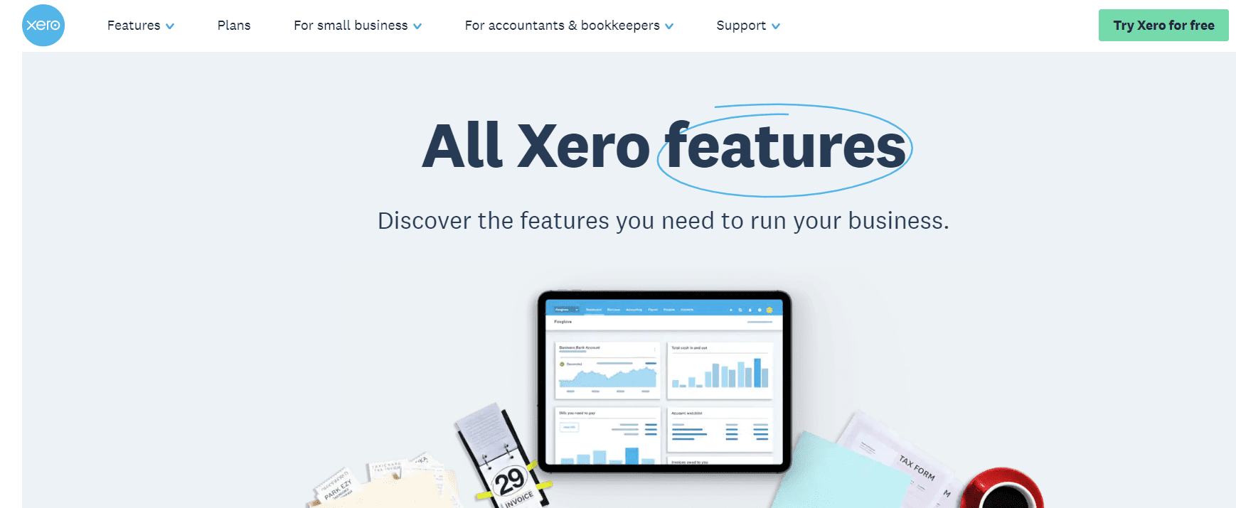 Xero landing page